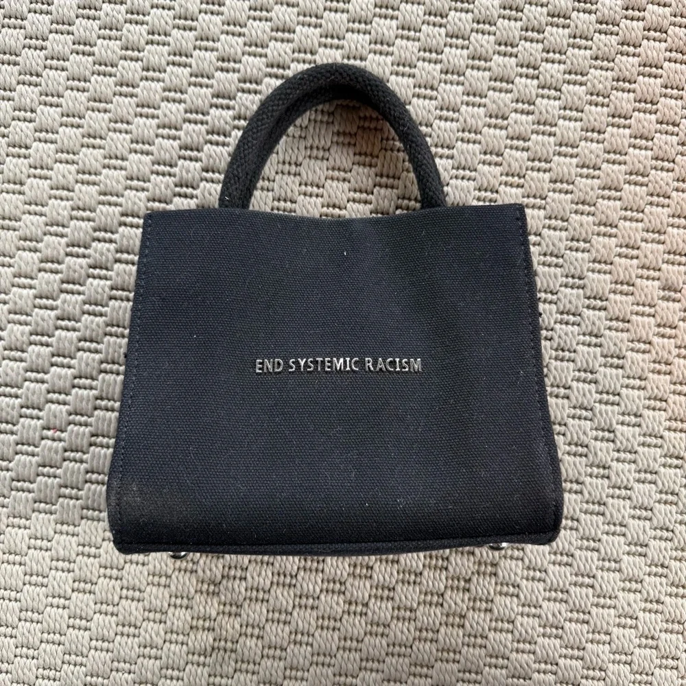Brandon Blackwood New york end systemic racism black mini tote bag
